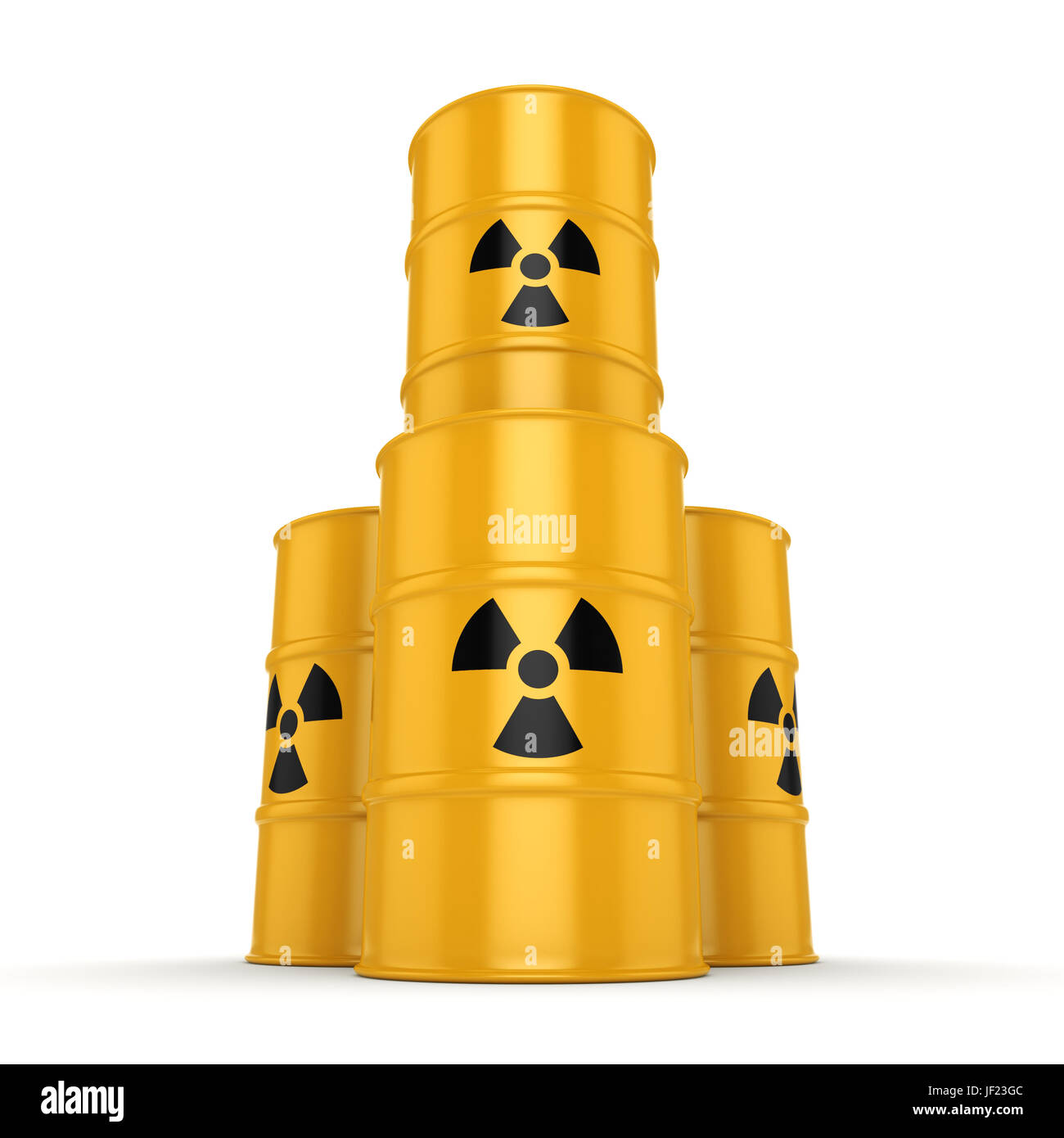 3D rendering radioactive barrels Stock Photo - Alamy