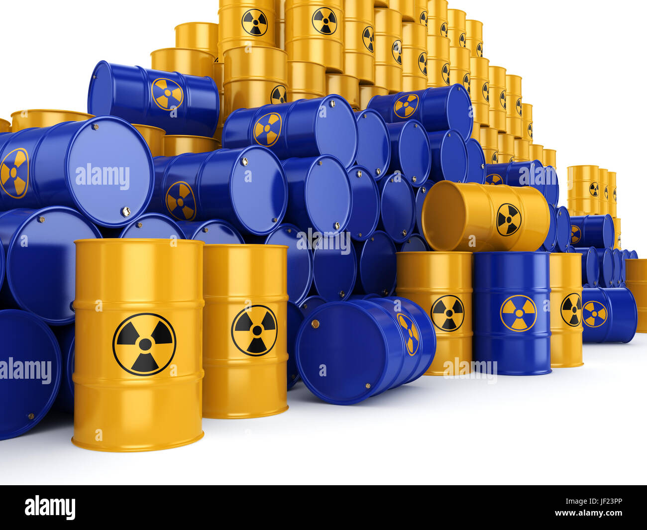 3D rendering radioactive barrels Stock Photo - Alamy