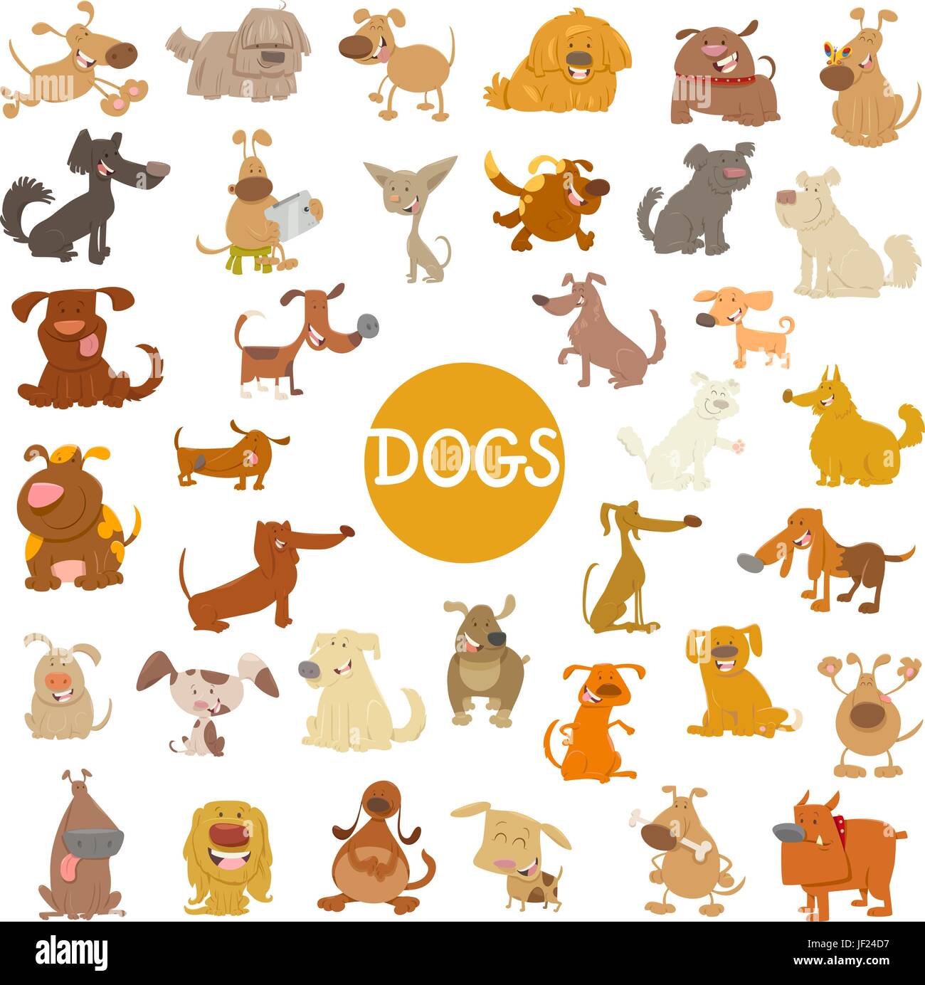 Cartoon Illustration of Funny Dogs Pet Animal Characters Big Set Stock Vector