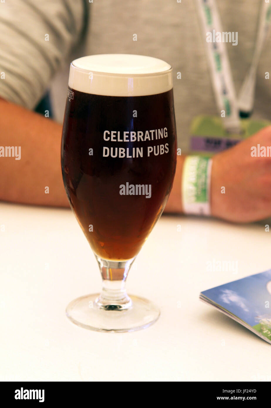 Glass of stout served in the Celebrity Cruises VIP Pavilion at Taste Food Festival, Dublin, Ireland Stock Photo