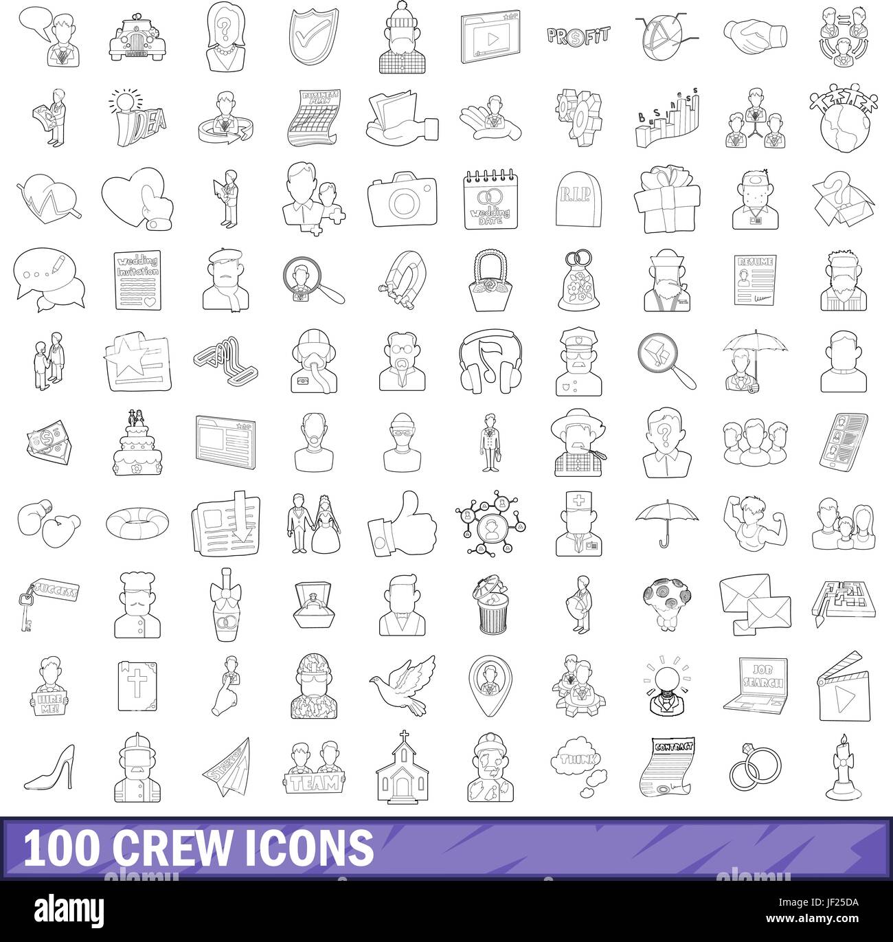 100 crew icons set, outline style Stock Vector Image & Art - Alamy