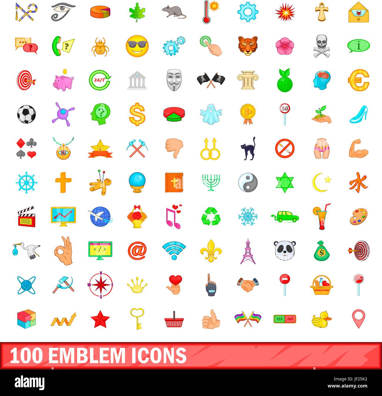 100 emblem icons set, cartoon style Stock Vector Image & Art - Alamy