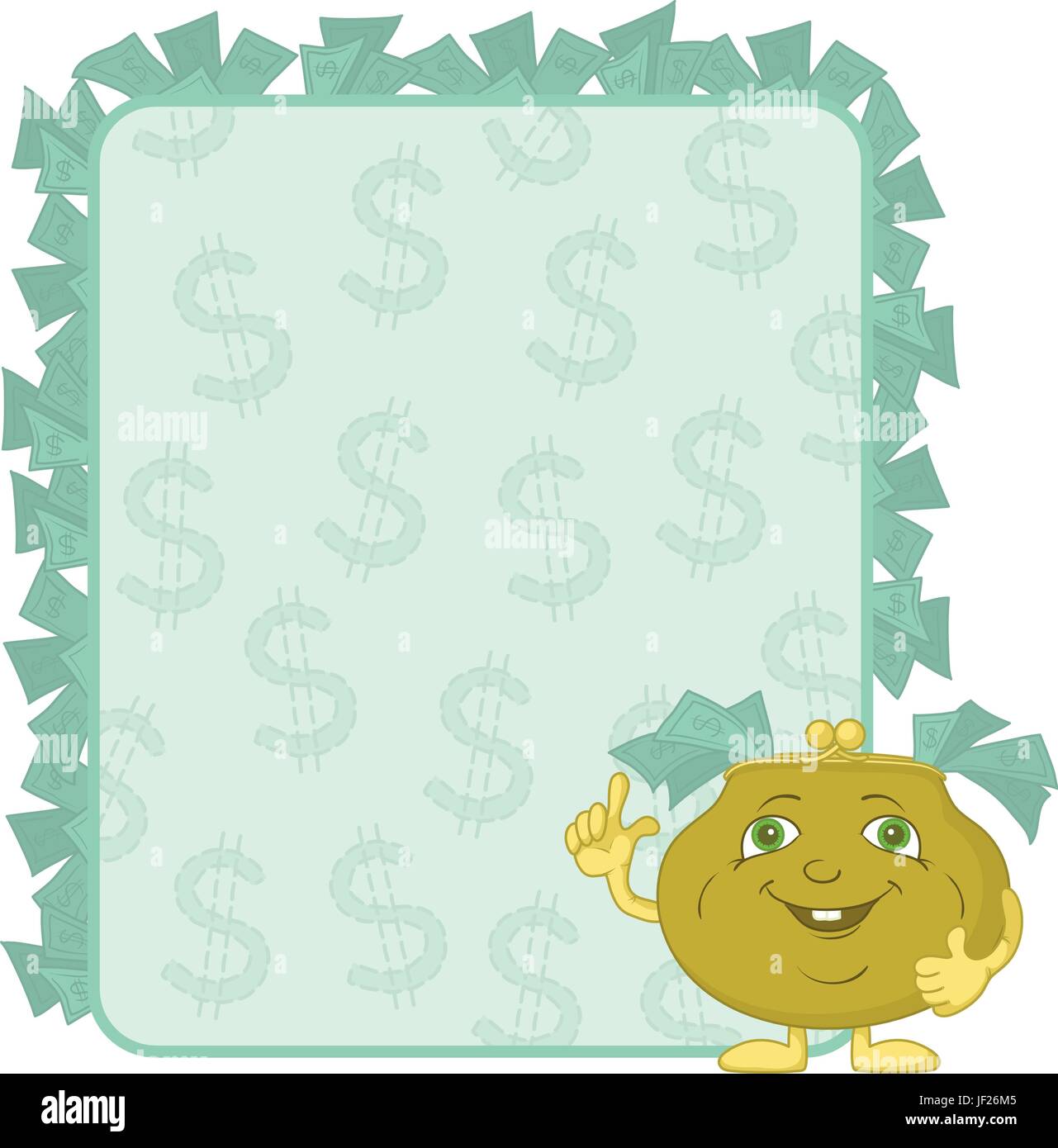 Purse and poster with dollars Stock Vector