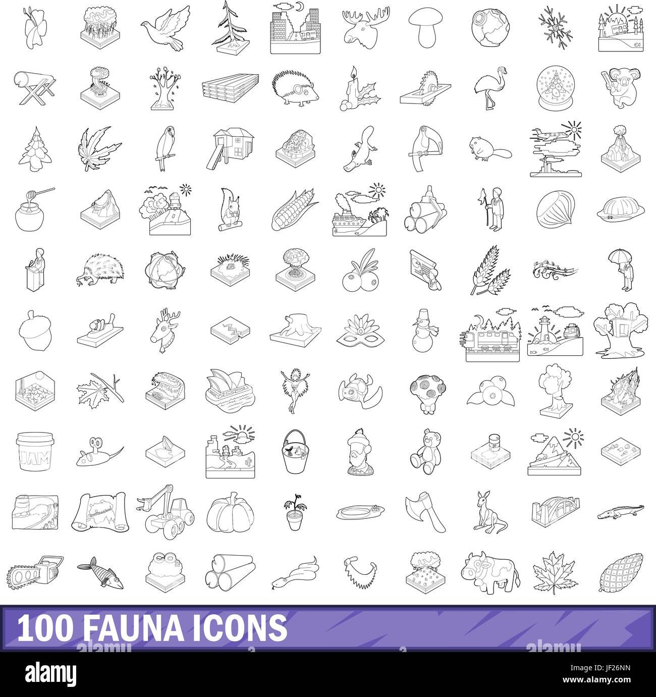 100 fauna icons set, outline style Stock Vector Image & Art - Alamy