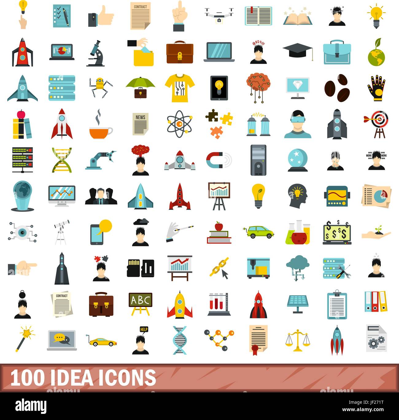 100 idea icons set, flat style Stock Vector Image & Art - Alamy