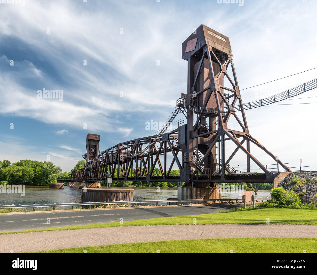 Hastings Rail Bridge Spans the Mississippi River at Hastings, Minnesota Stock Photo