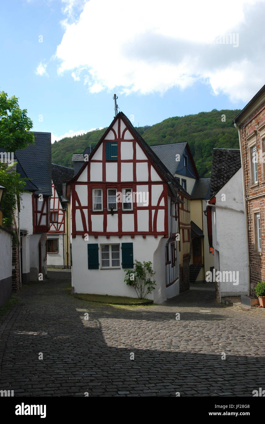 Ediger Germany old historic cobbled streetand woodframed house in Ediger Mosel Germany ...