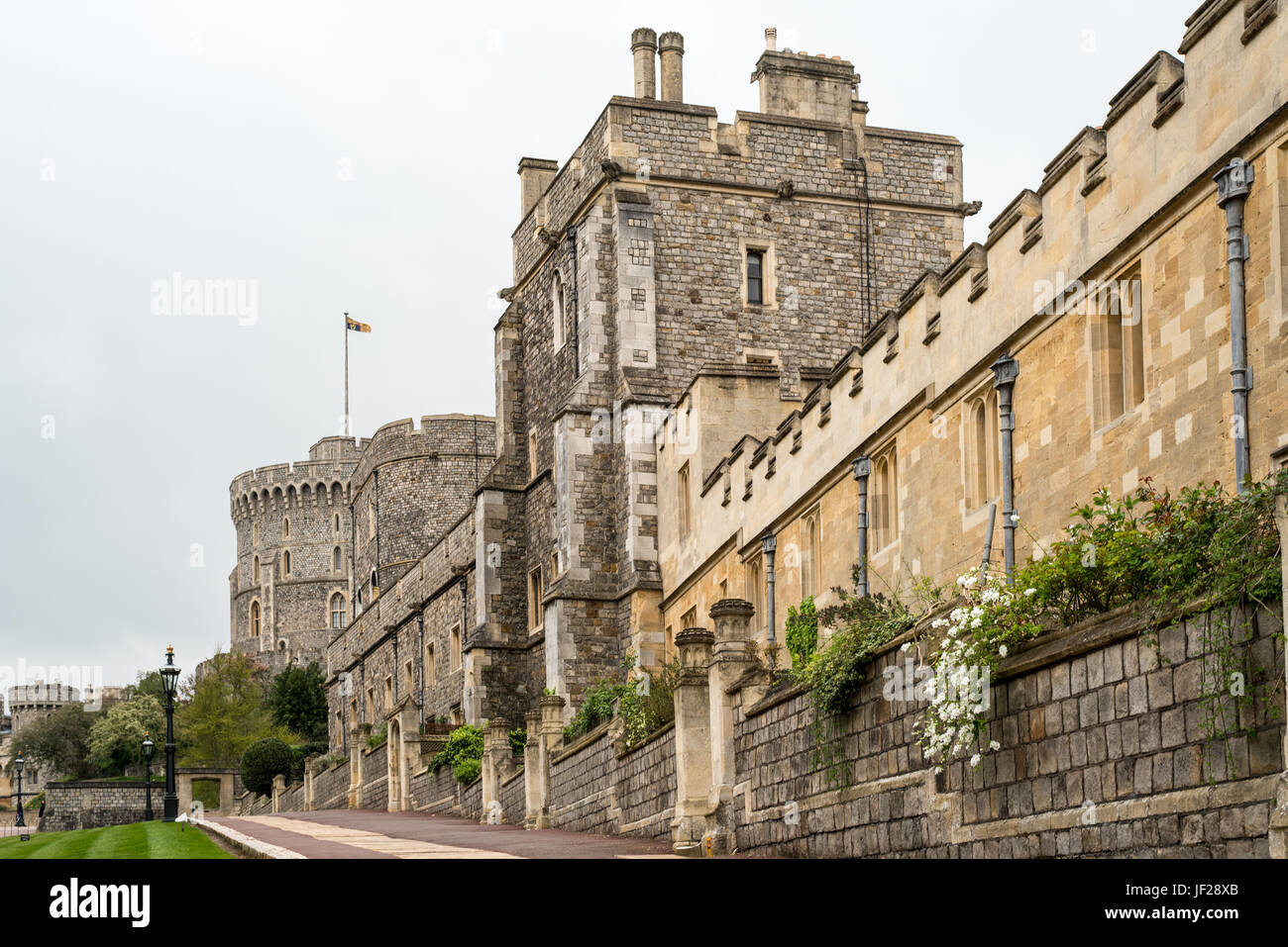 Wall and Tower of Windsor Castle in England Stock Photo