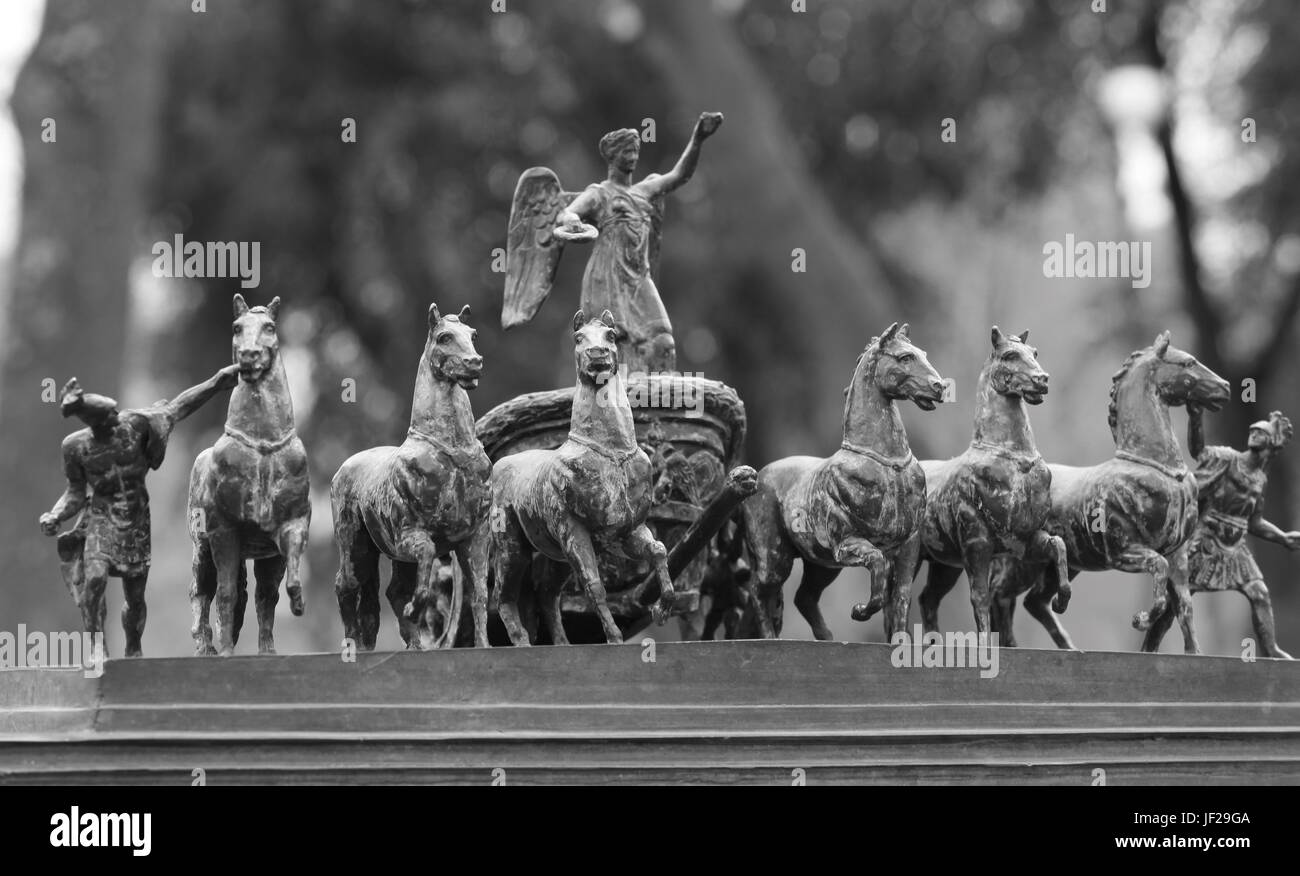 horses in a chariot sculpture Stock Photo