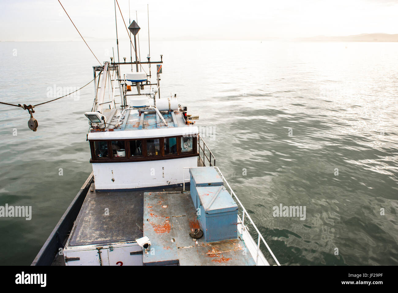 High Viewpoint of Bridge of Fishing Vessel Stock Photo