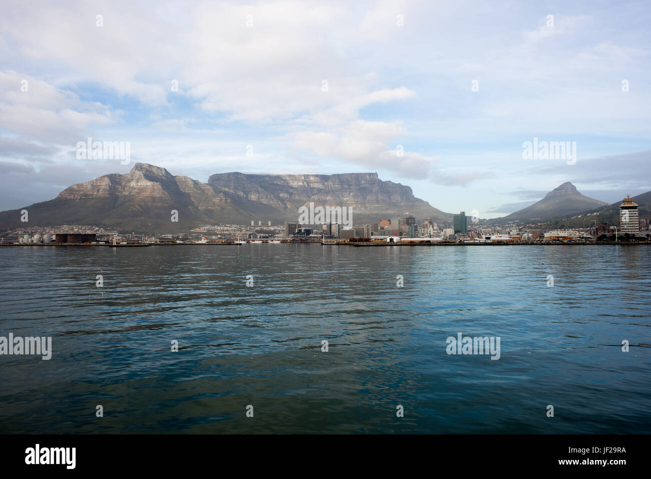 Table Mountain and Cape Town from the Ocean Stock Photo