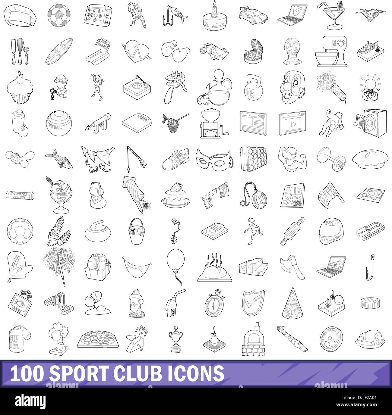 100 sport club icons set, outline style Stock Vector Image & Art - Alamy