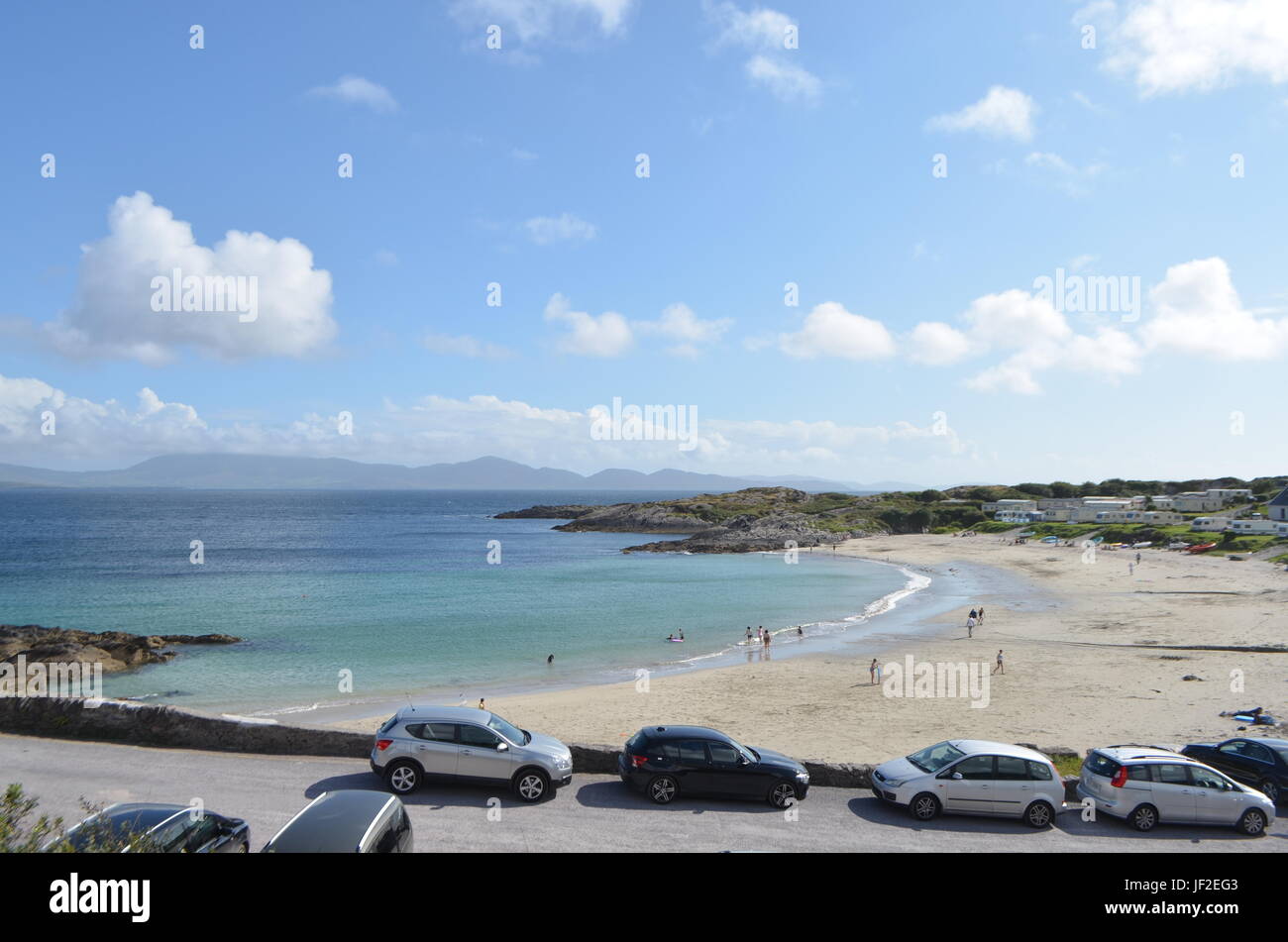 High View of Castle Cove Beach in Kerry, Ireland Stock Photo