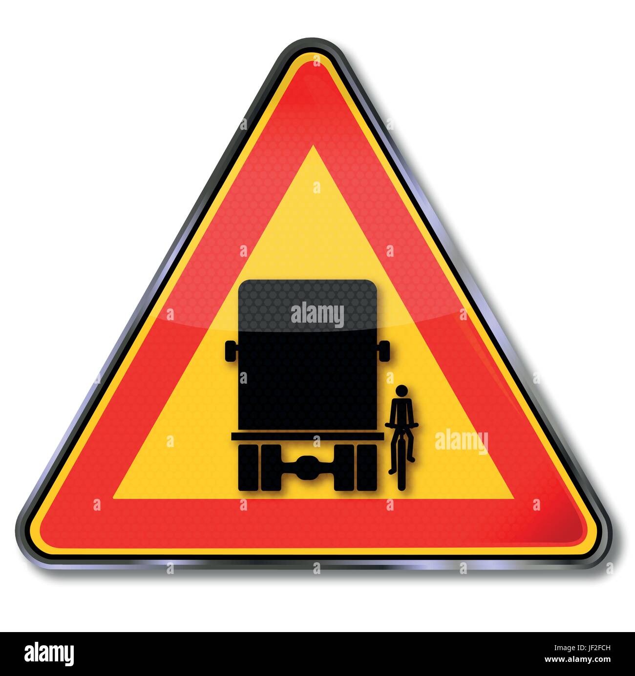 warning sign warning blind spot and the oversight of cyclists Stock Vector