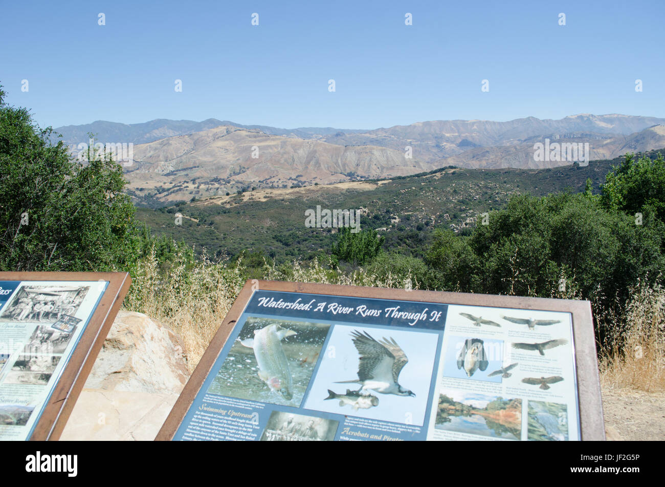 Overlook scenic view point, Chamsh highway, state route 154, Samta Ynez valley, Santa Barbara California Stock Photo