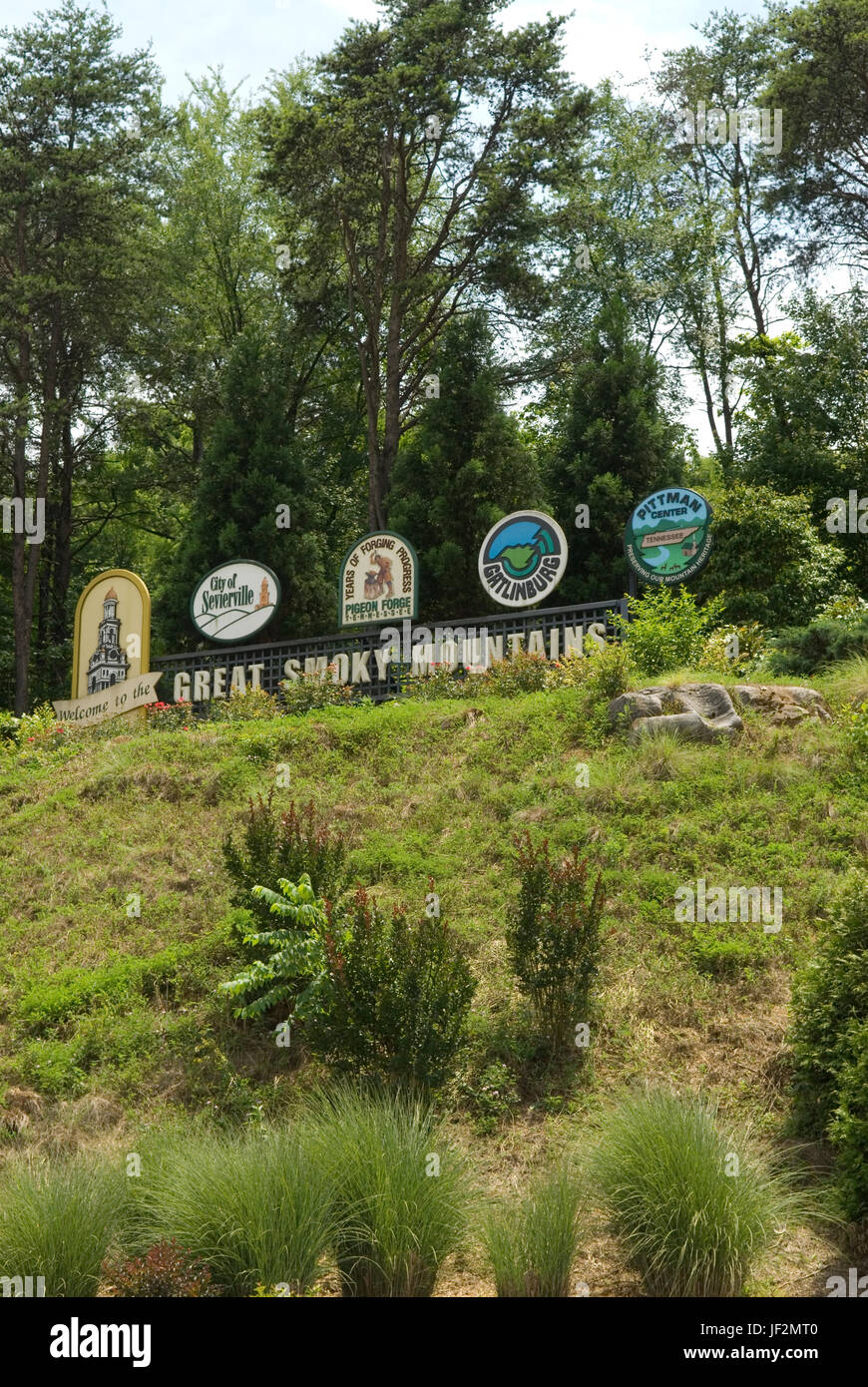 Great Smoky Mountains sign  in Tennessee, USA. Stock Photo