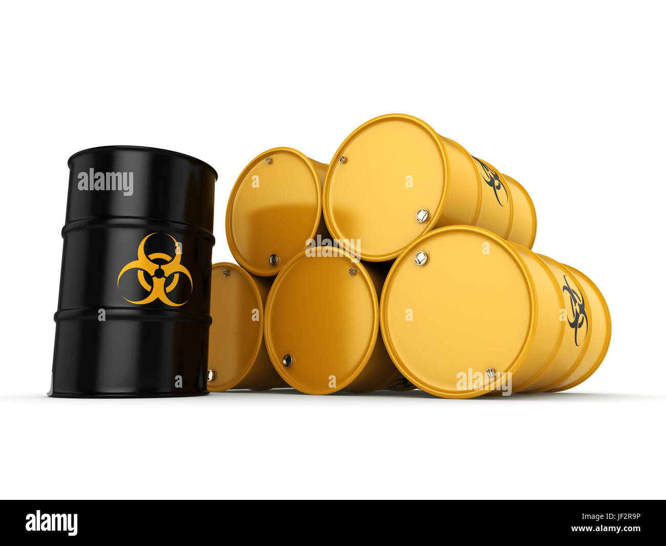 3D rendering biohazard barrels Stock Photo - Alamy