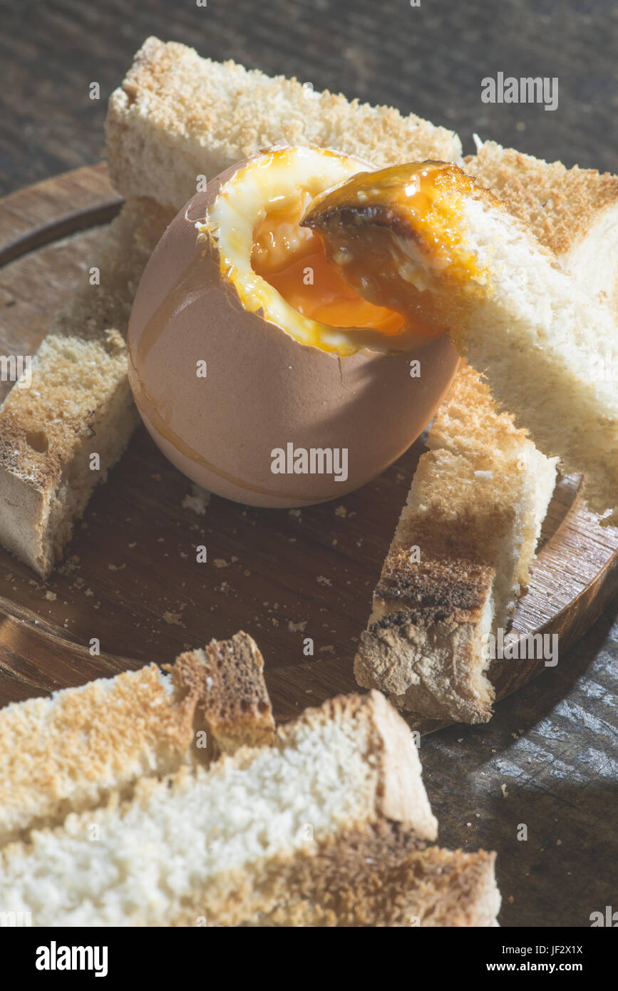 Boiled eggs breakfast table Stock Photo - Alamy