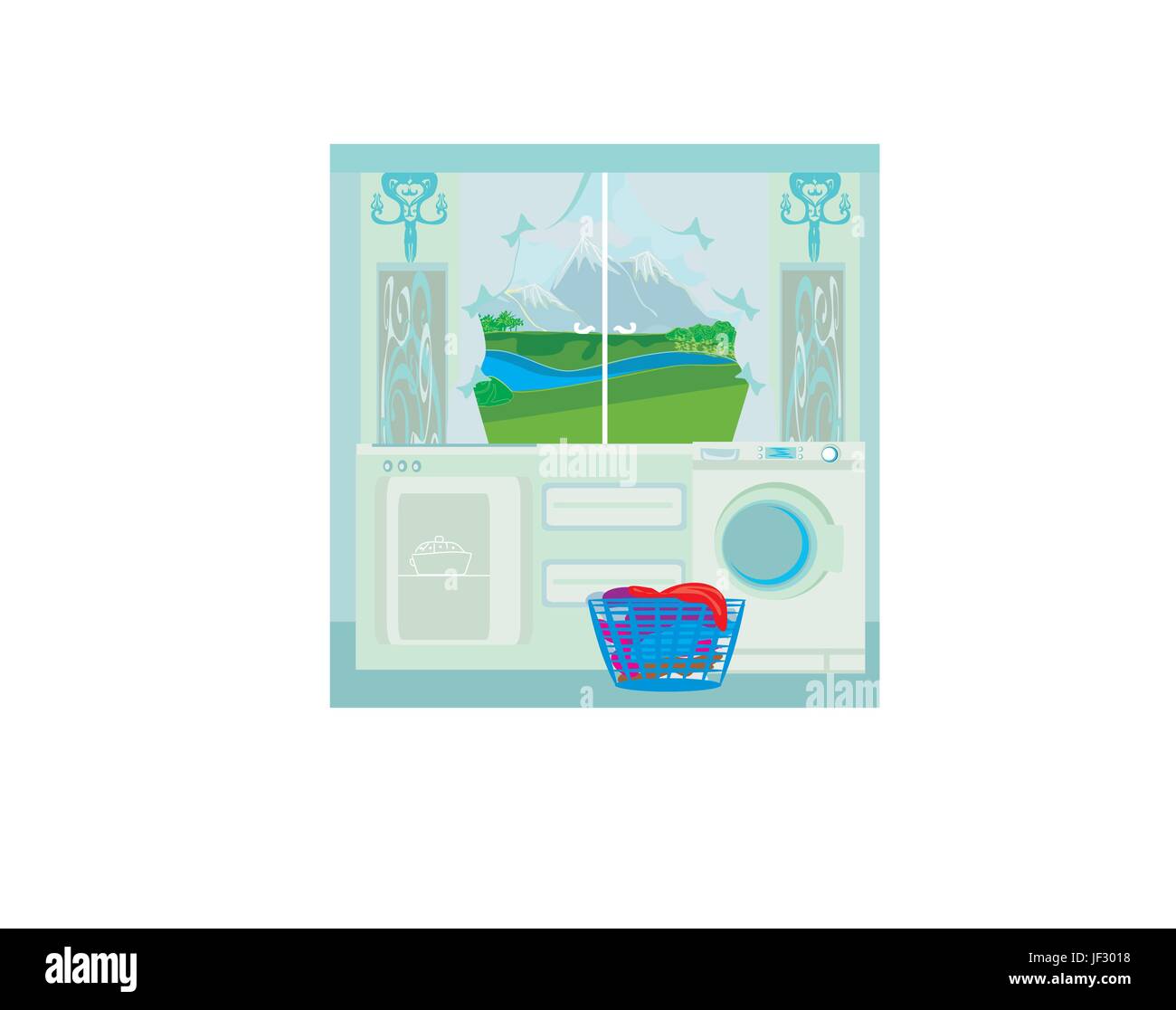 Washing machine eats Stock Vector Images Alamy