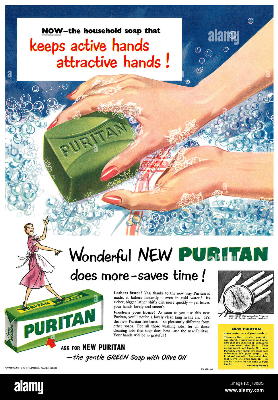 1953 British advertisement for Puritan Soap. Stock Photo