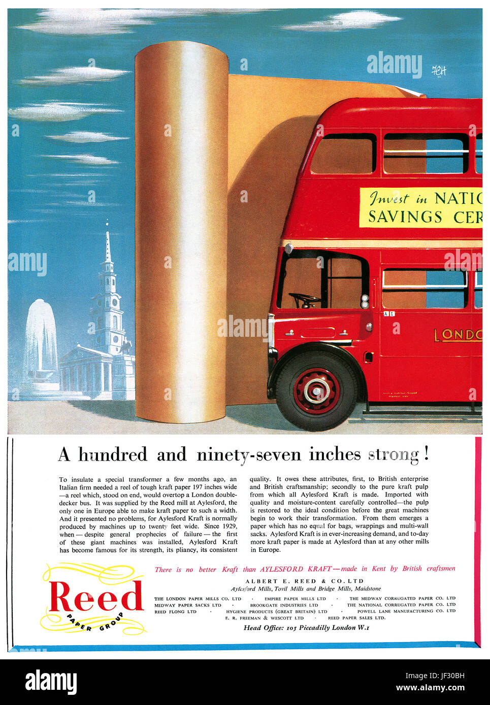 1954 British advertisement for Reed Paper. Stock Photo