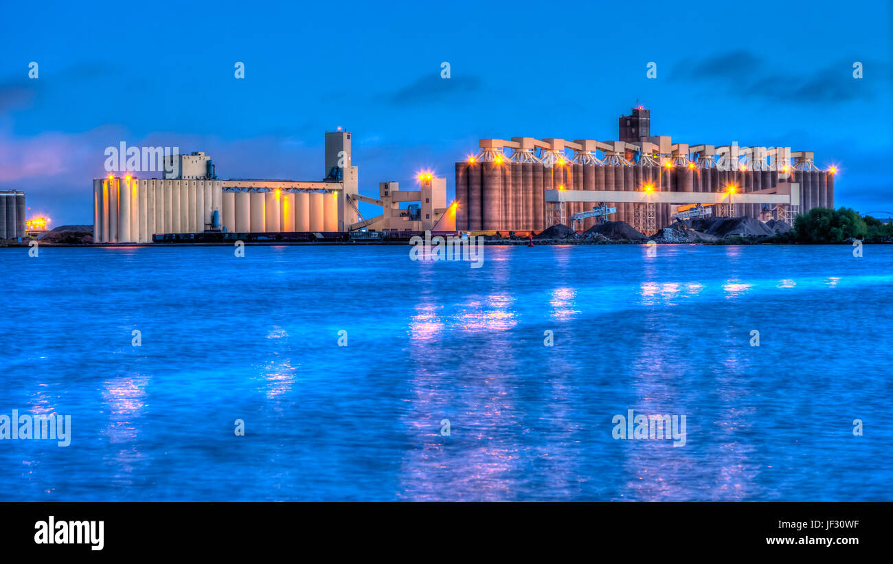 Grain storage terminals in the port of Duluth, Minnesota, USA Stock Photo