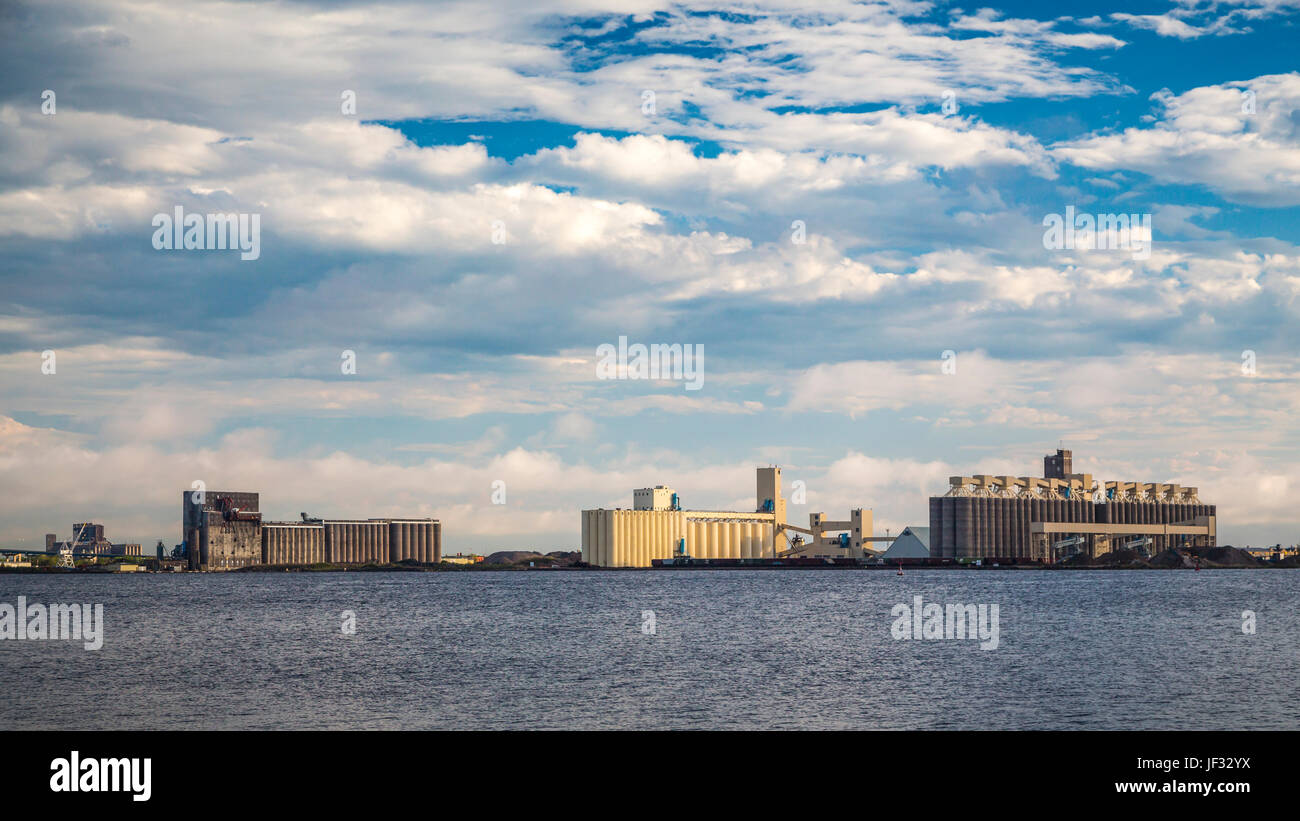 Grain storage terminals in the port of Duluth, Minnesota, USA Stock Photo