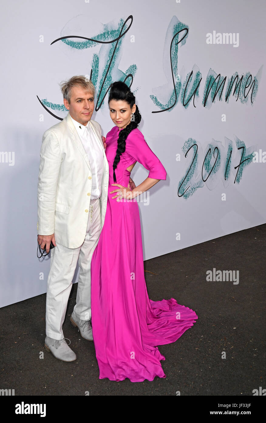 Nick Rhodes and Nefer Suvio attending the Serpentine Summer Party 2017, presented by the Serpentine and Chanel, held at the Serpentine Galleries Pavilion, in Kensington Gardens, London. Stock Photo