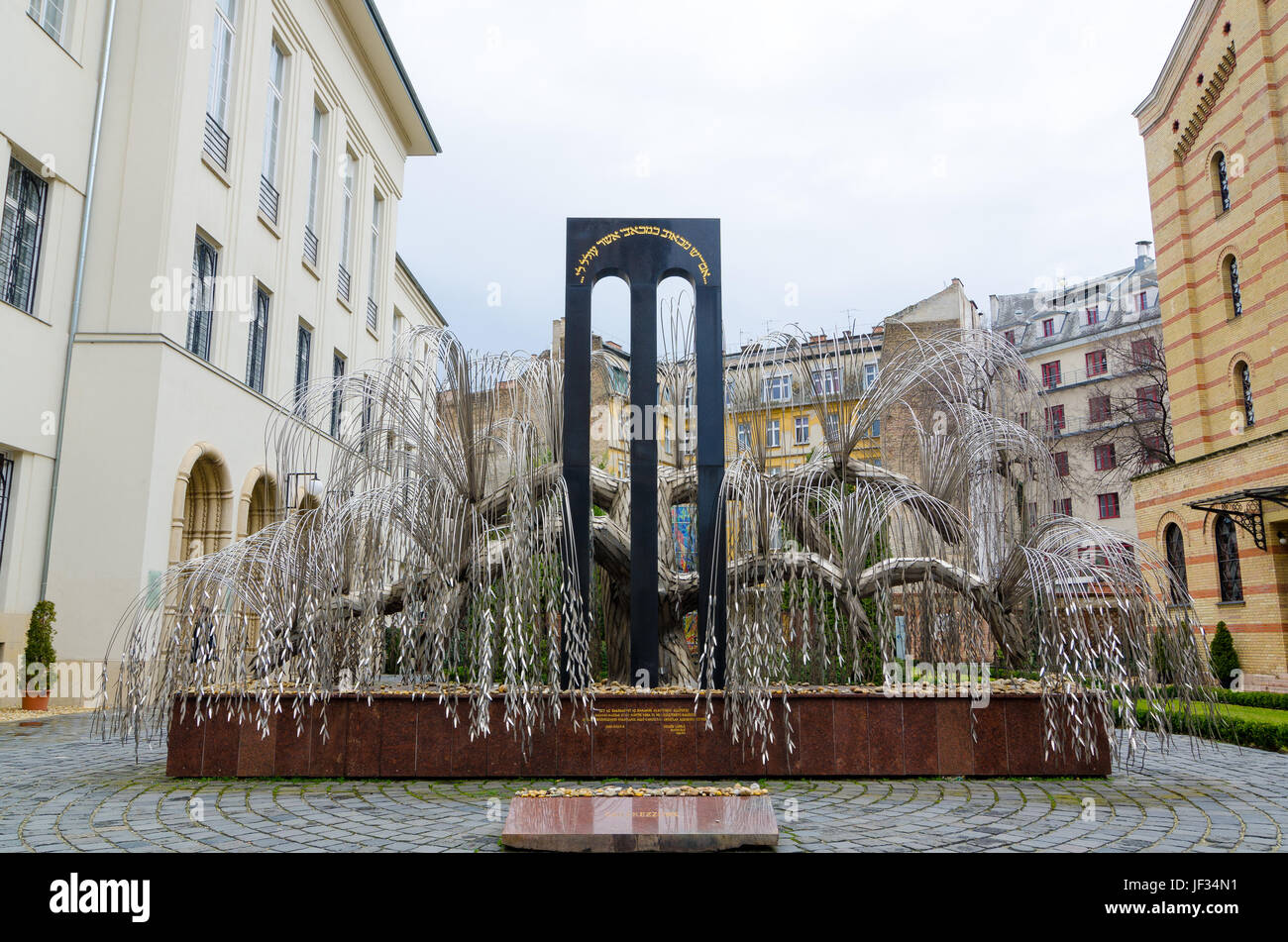 BUDAPEST, HUNGARY - FEBRUARY 21, 2016: Tree of Life - monument to the victims of the Holocaust was opened in 1990 in Budapest, Hungary. The sculptor i Stock Photo