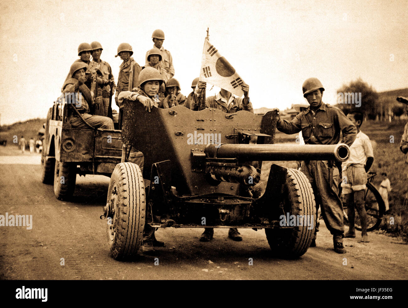 During South Korean evacuation of Suwon Airfield, a 37-mm anti-tank gun ...
