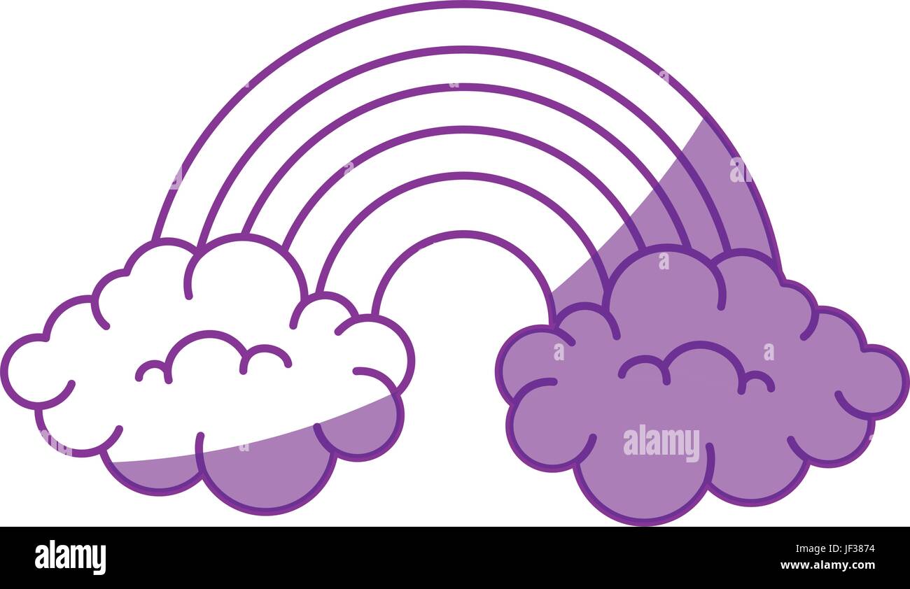 rainbow with clouds icon over white background vector illustration ...