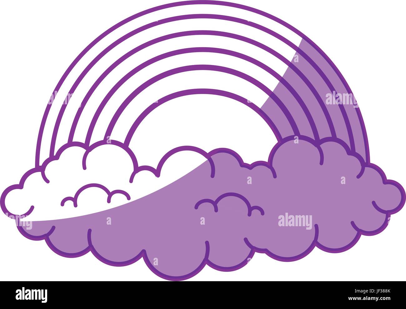 rainbow with clouds icon over white background vector illustration ...