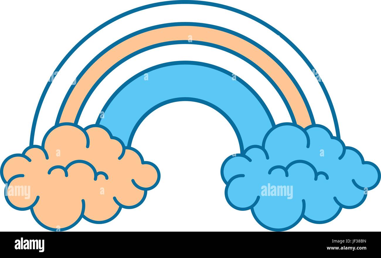 rainbow with clouds icon over white background colorful design vector ...