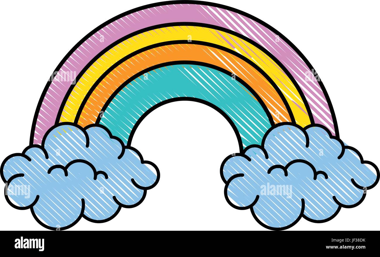 rainbow with clouds icon over white background colorful design vector ...