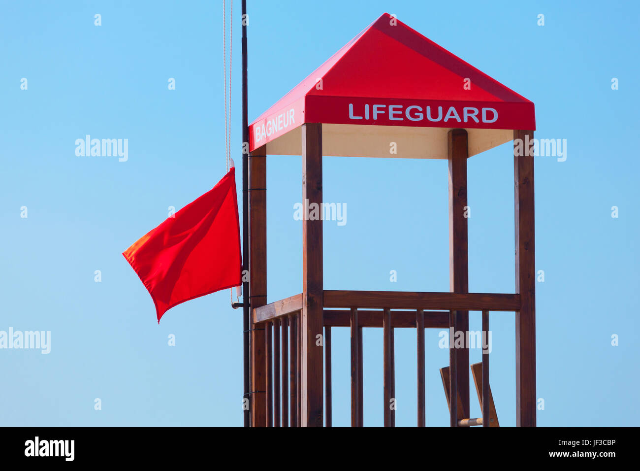 Close up of a Lifeguard tower on the beach. Stock Photo