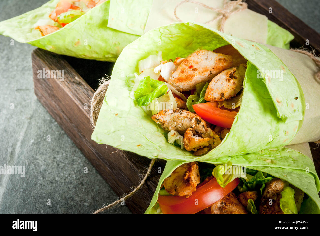 Mexican food. Healthy eating. Wrap sandwich green lavash tortillas