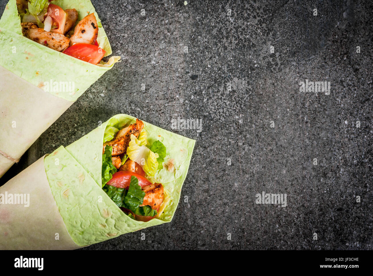 Mexican food. Healthy eating. Wrap sandwich green lavash tortillas