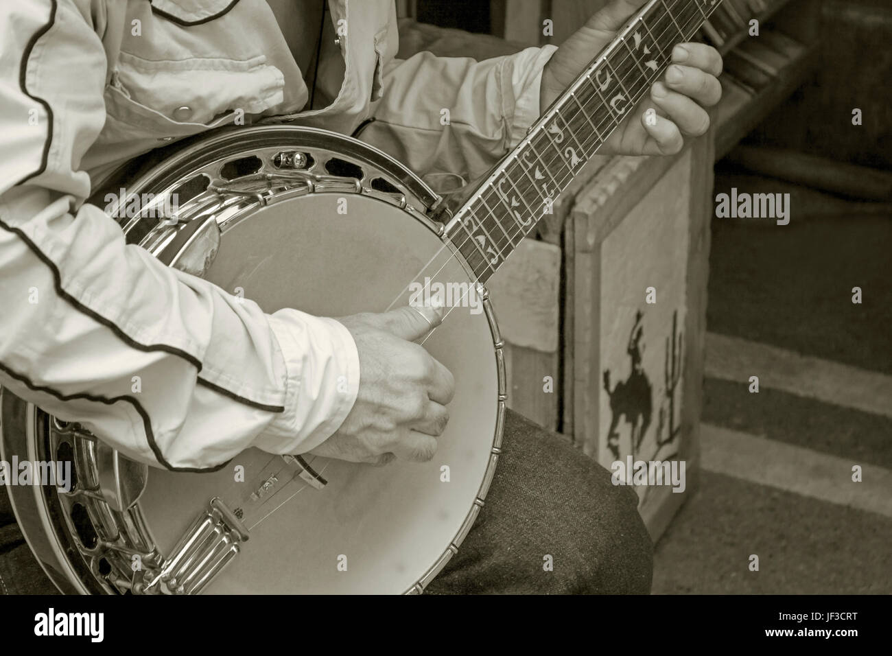 man playing banjo guitar Stock Photo Alamy