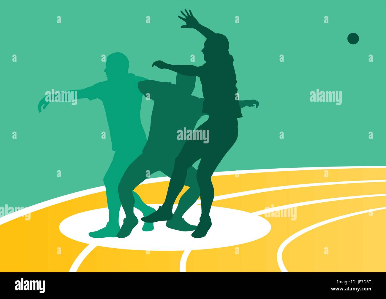 Shot put athlete track and field athletics vector background concept