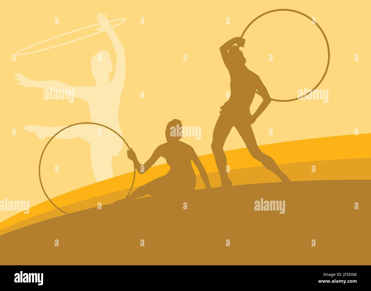Female gymnast with hoop vector abstract background Stock Vector Image ...
