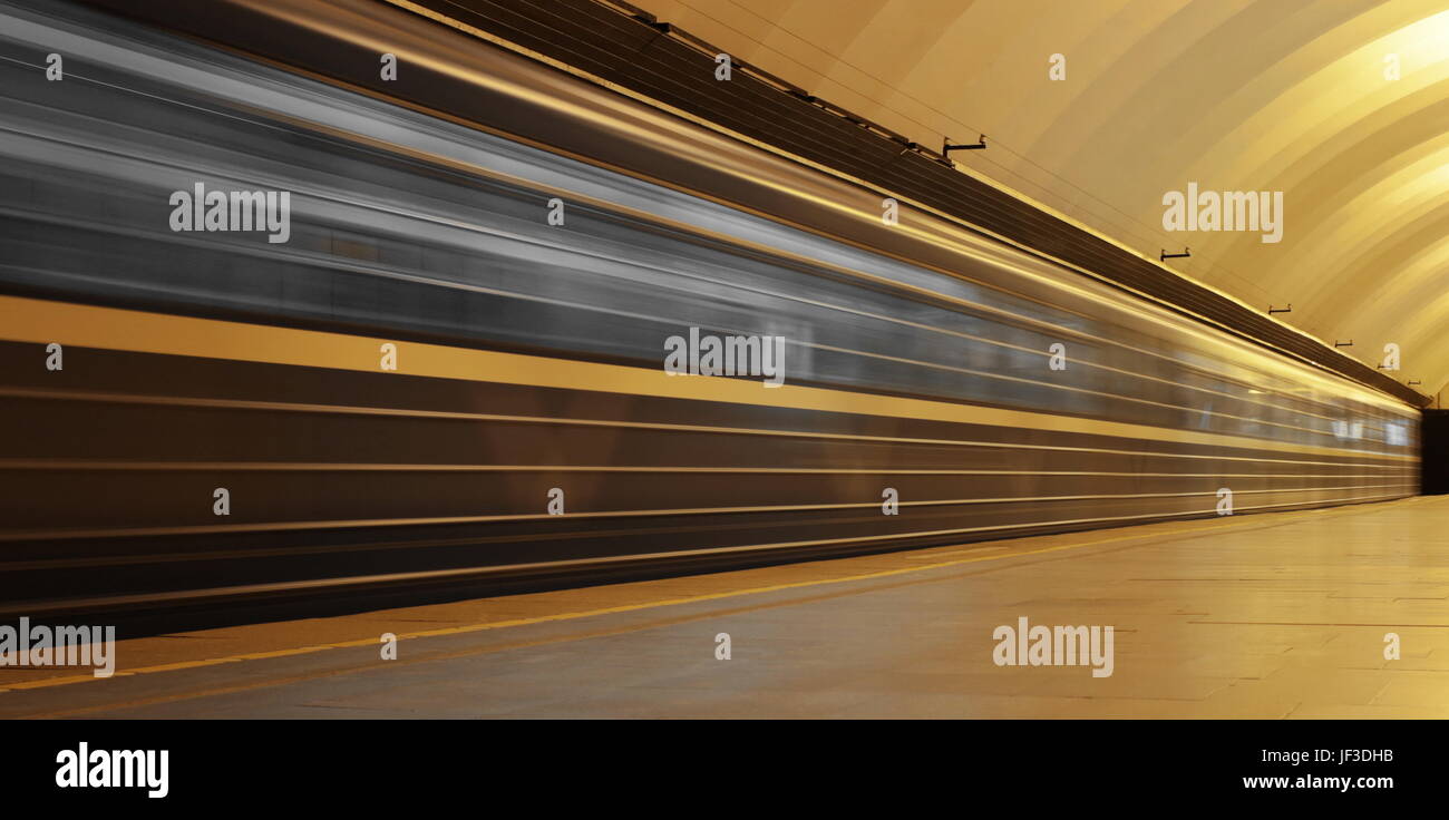 speed train in motion Stock Photo