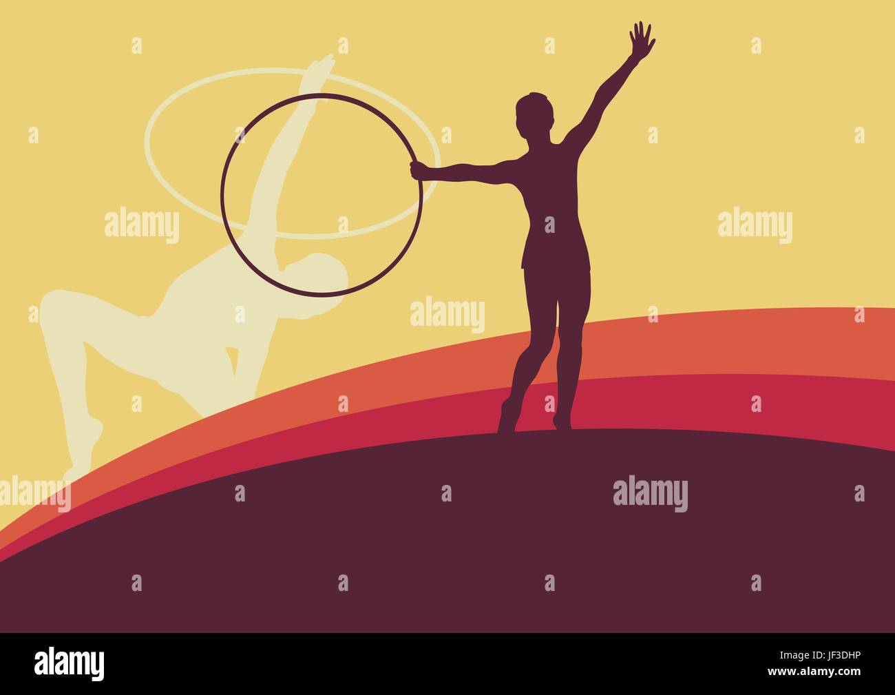 Female gymnast with hoop vector abstract background Stock Vector Image ...