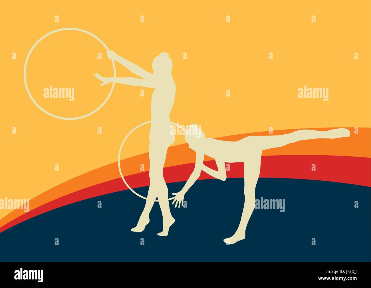 Female gymnast with hoop vector abstract background Stock Vector Image ...