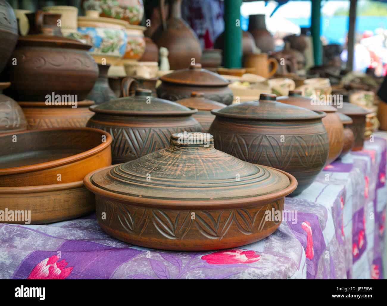 Traditional Ukrainian ceramic jugs Stock Photo Alamy