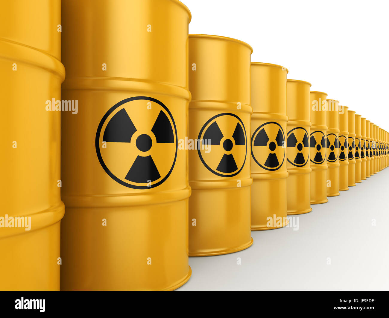 3D rendering radioactive barrels Stock Photo - Alamy