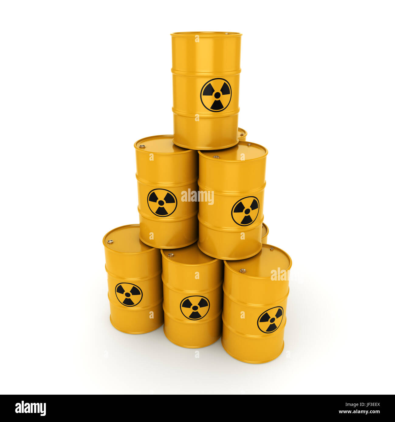 3D rendering radioactive barrels Stock Photo - Alamy