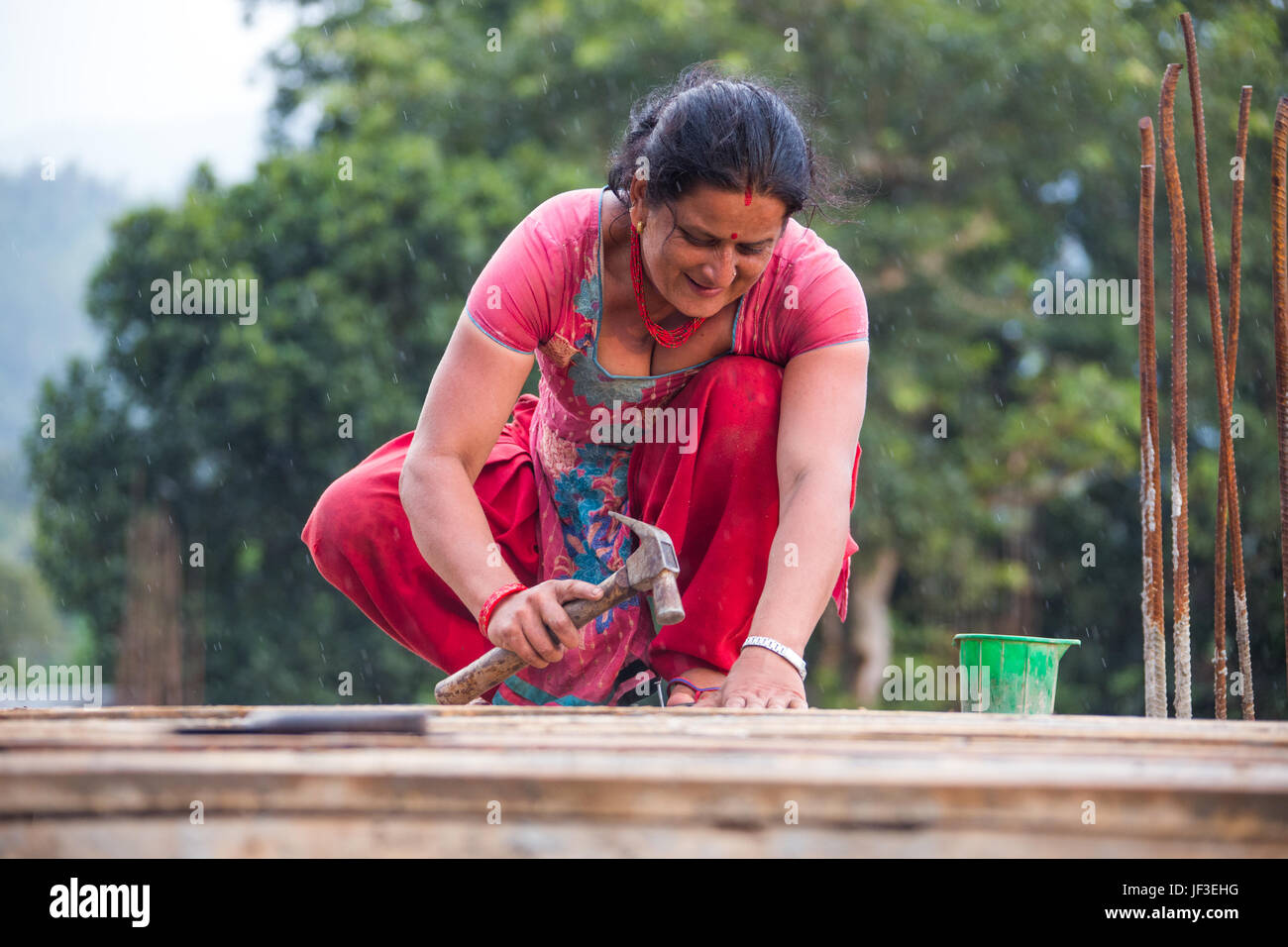 Woman builder, Nuwakot district of Nepal Stock Photo