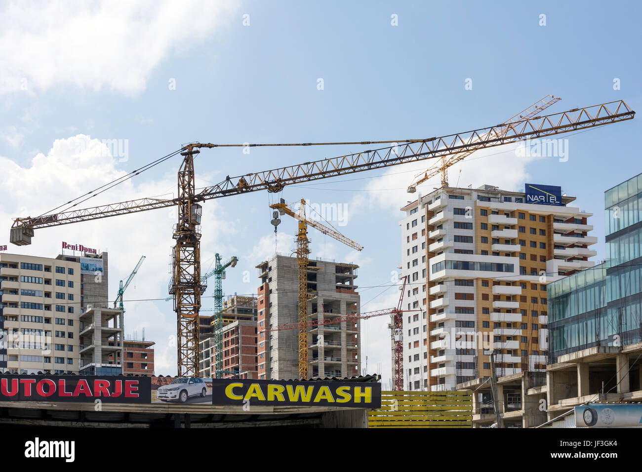 New building construction in downtown Pristina (Prishtina), Republic of Kosovo Stock Photo
