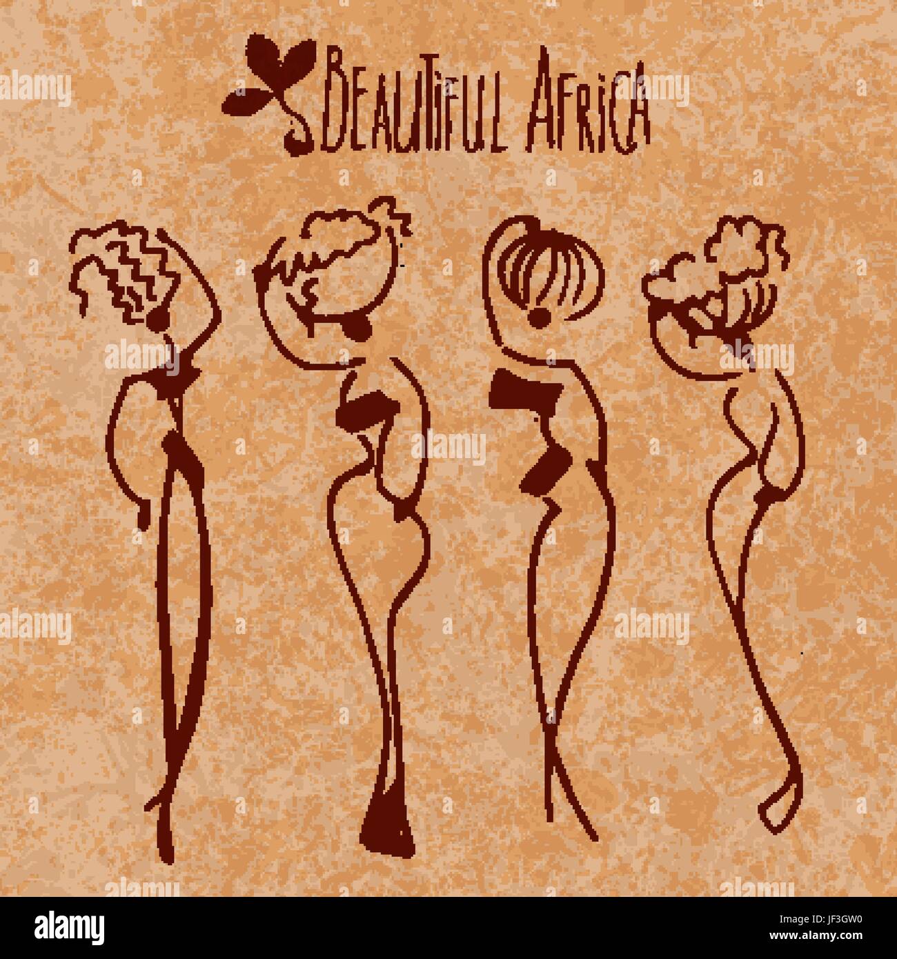 African woman, stylize woman figures, traditional vector illustration ...