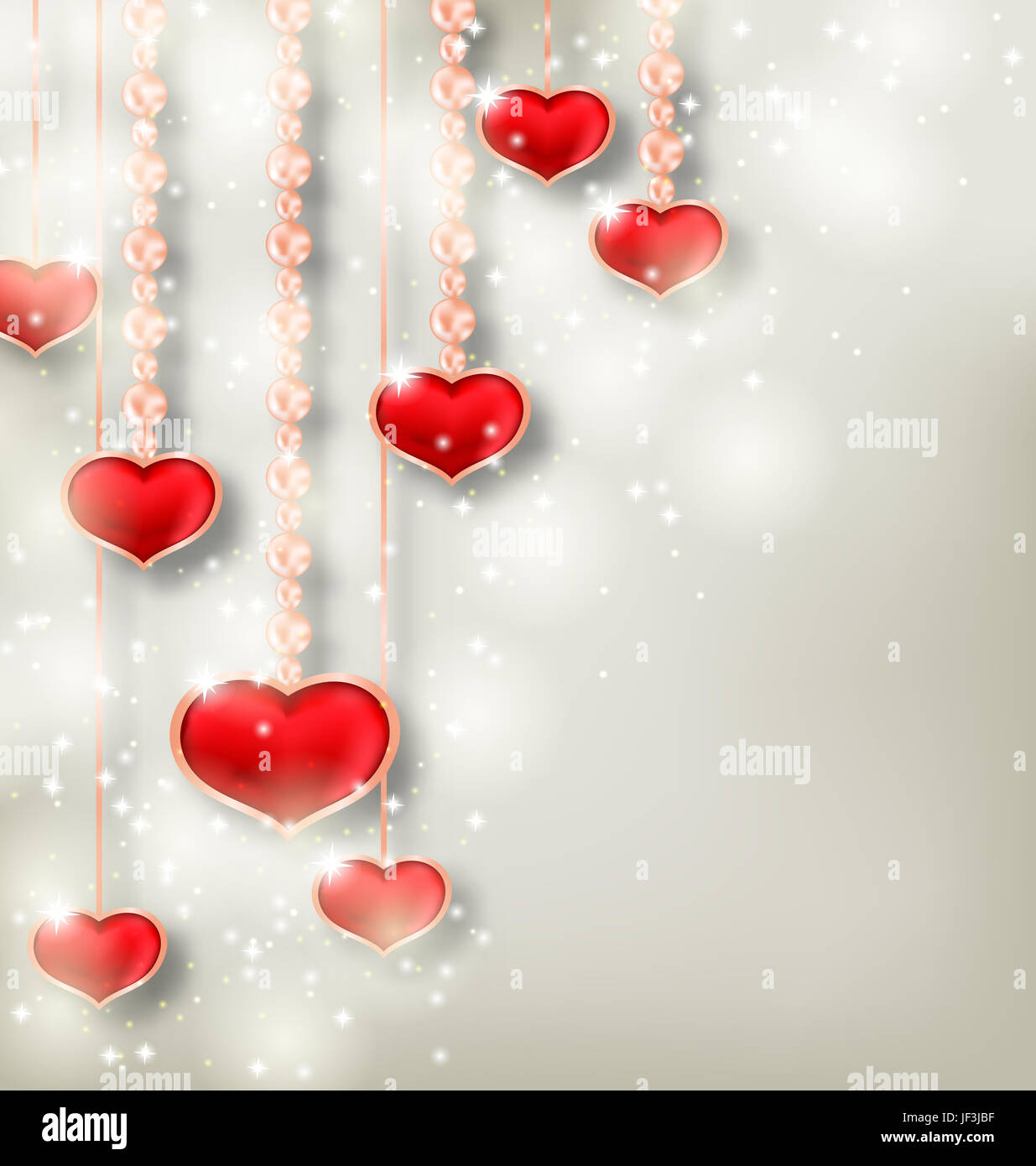 Illustration shimmering background with hanging hearts for Valentine ...